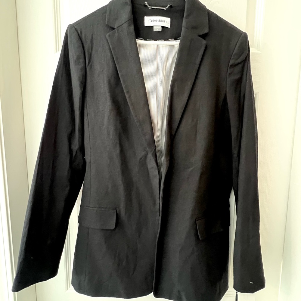 Calvin Klein Black Linen Blazer Suit Jacket